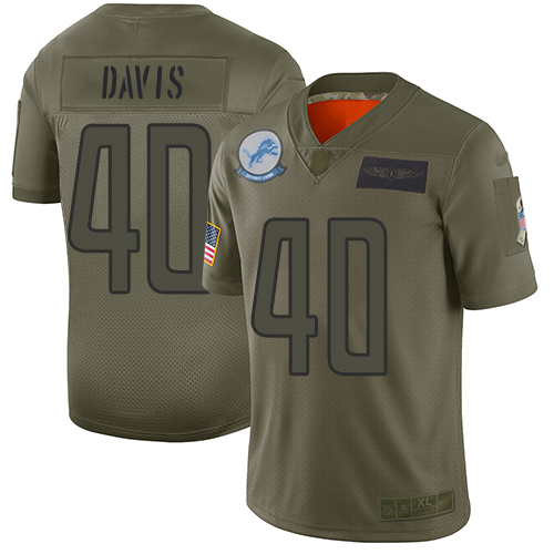 Nike Lions #40 Jarrad Davis Camo Youth Stitched NFL Limited 2019 Salute to Service Jersey